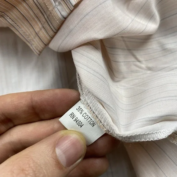 Desire Collection Long Sleeve Dress Shirt Mens Large Orange White Stripes - Picture 9 of 16